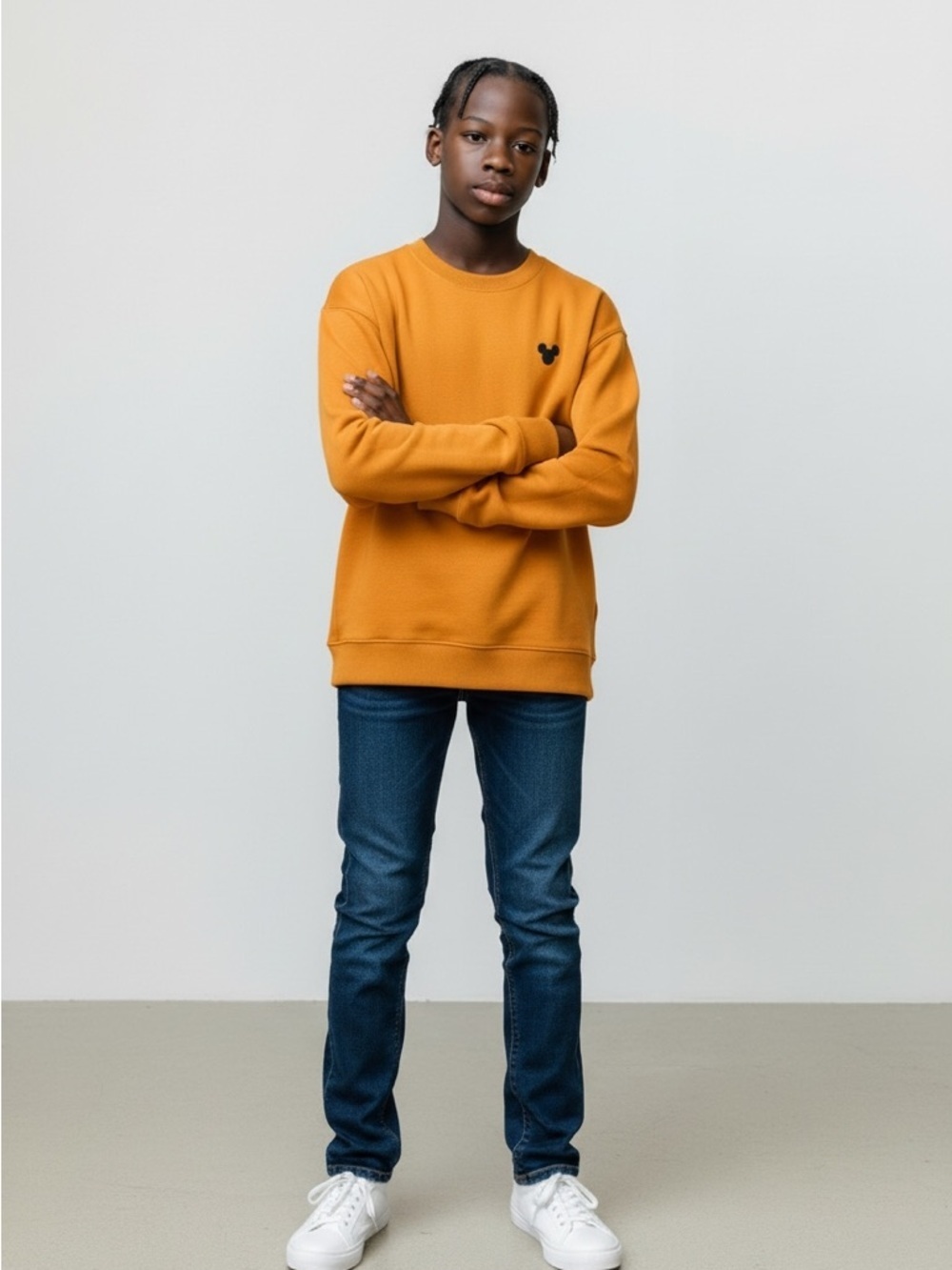 Disney x H&M Mickey Mouse Kids Sweatshirt Orange Crewneck Pullover Youth Graphic - Picture 6 of 6